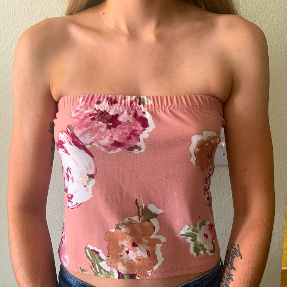 Pink floral crop top